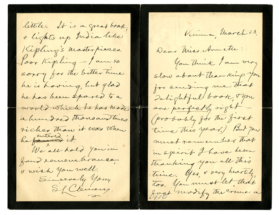 Samuel Clemens letter
