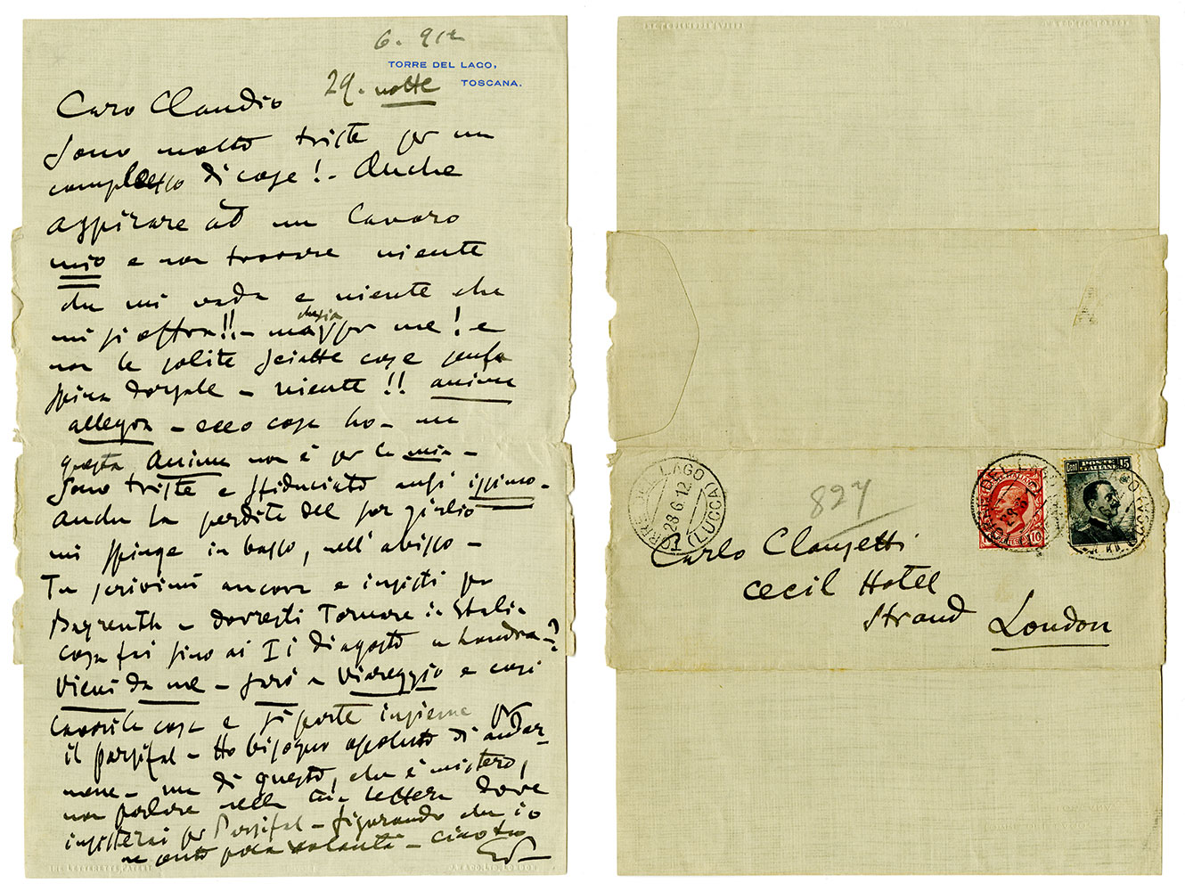 Giacomo Puccini letter
