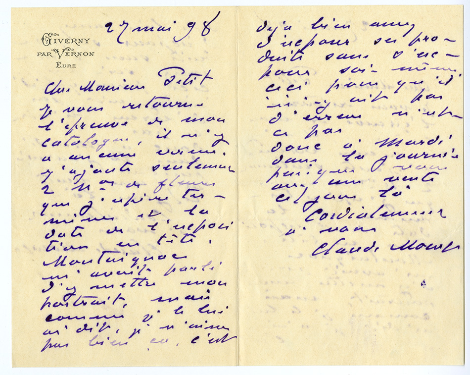 Claude Monet letter